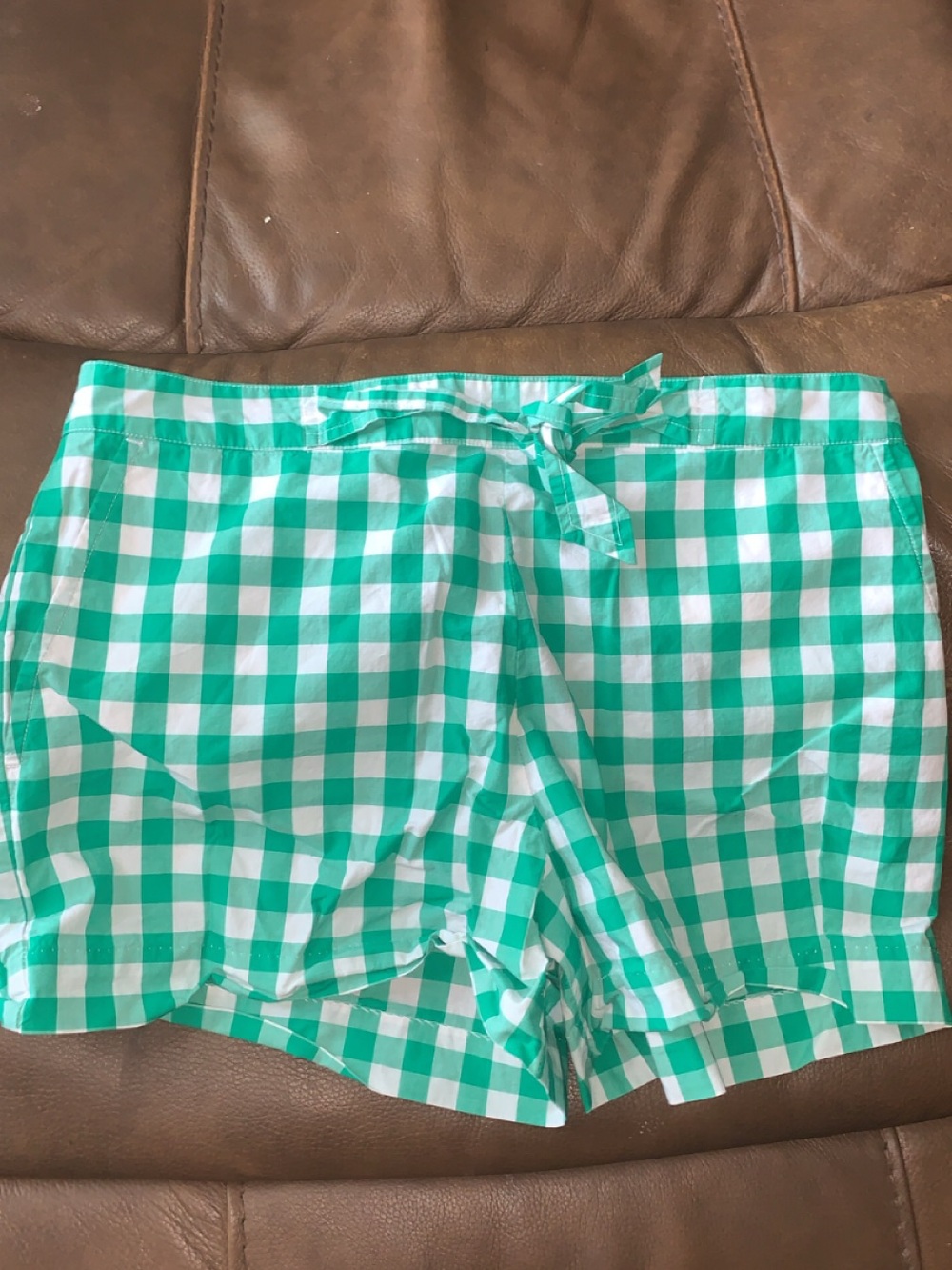 Draper James Green and White Gingham Drawstring Shorts